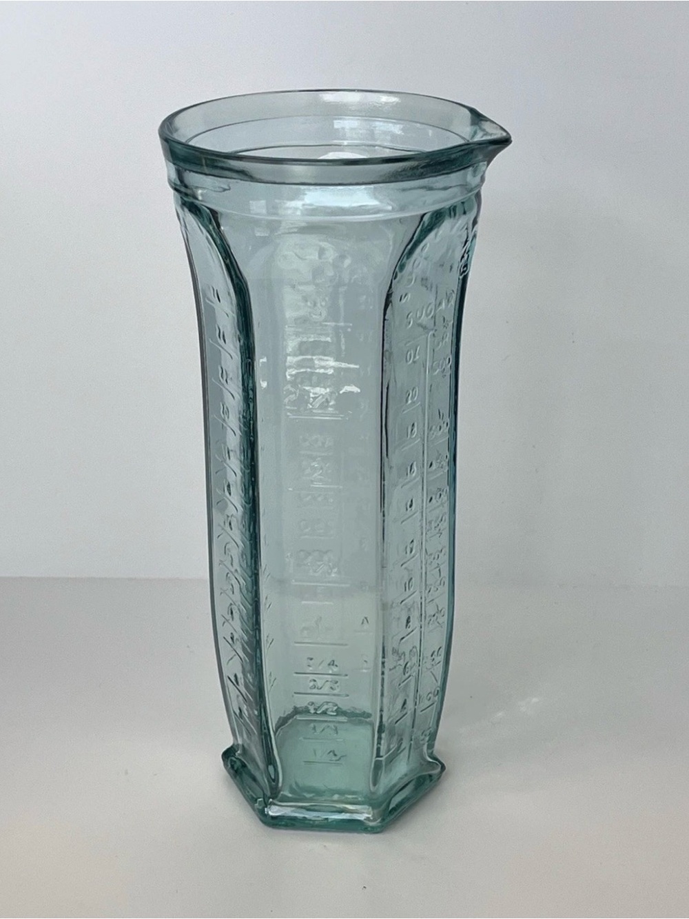 VETRERIA Etrusca Italian Dosatore Green Glass Multi Measuring Jar Vase 26 oz
